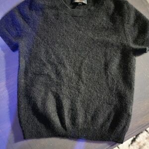 Quince Mongolian Cashmere Sweater Tee Black